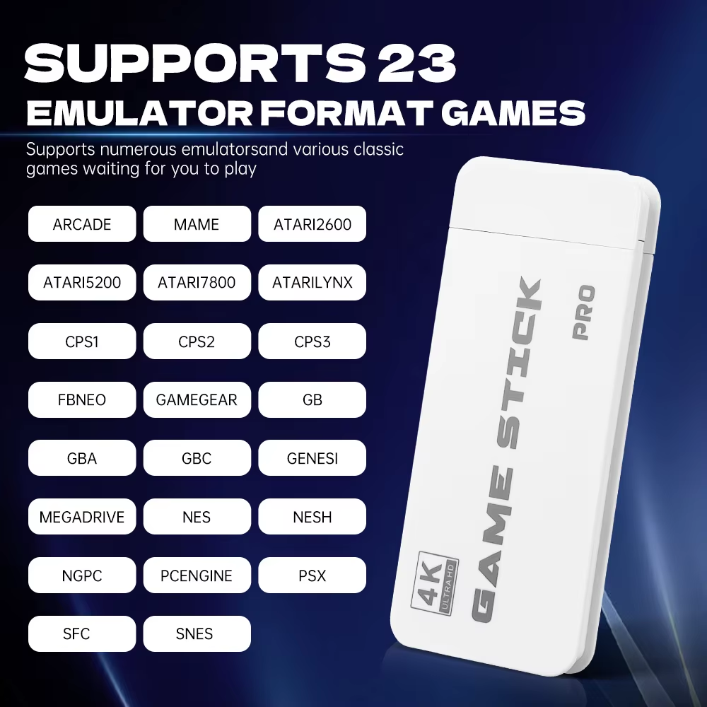 Retro Game Stick 4K – Consola HDMI con 20,000+ Juegos Clásicos y 20+ Emuladores | Plug & Play