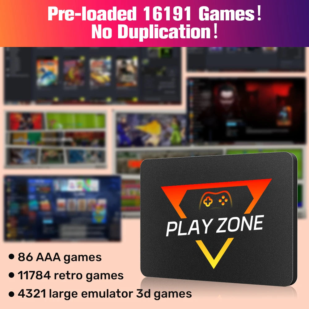 Retro Gaming SSD for Switch/Ps5/Xbox/Ps4/Ps3/Ps2/Wiiu 80+Emulators Launchbox＆Retrobat＆Playnite 16191 Games Console for Pc/Laptop