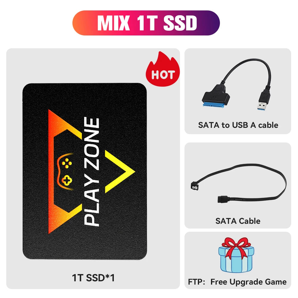 Retro Gaming SSD for Switch/Ps5/Xbox/Ps4/Ps3/Ps2/Wiiu 80+Emulators Launchbox＆Retrobat＆Playnite 16191 Games Console for Pc/Laptop