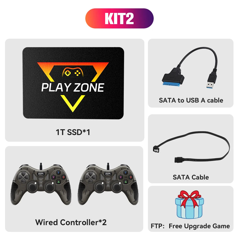 Retro Gaming SSD for Switch/Ps5/Xbox/Ps4/Ps3/Ps2/Wiiu 80+Emulators Launchbox＆Retrobat＆Playnite 16191 Games Console for Pc/Laptop