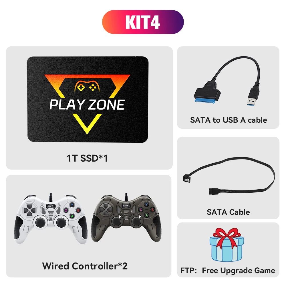 Retro Gaming SSD for Switch/Ps5/Xbox/Ps4/Ps3/Ps2/Wiiu 80+Emulators Launchbox＆Retrobat＆Playnite 16191 Games Console for Pc/Laptop
