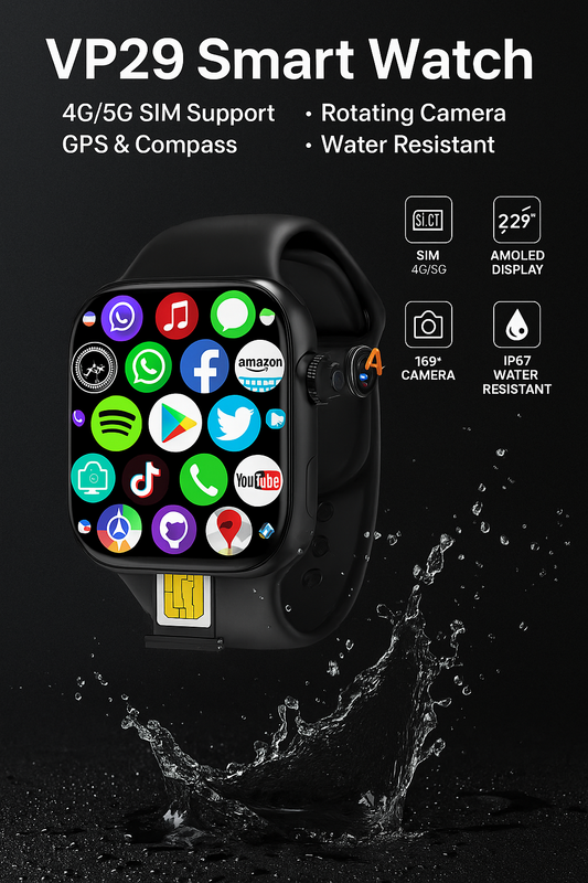 Premium VP29 Smartwatch – 2.29” AMOLED, 16GB+256GB, Waterproof, Compass, SIM 5G