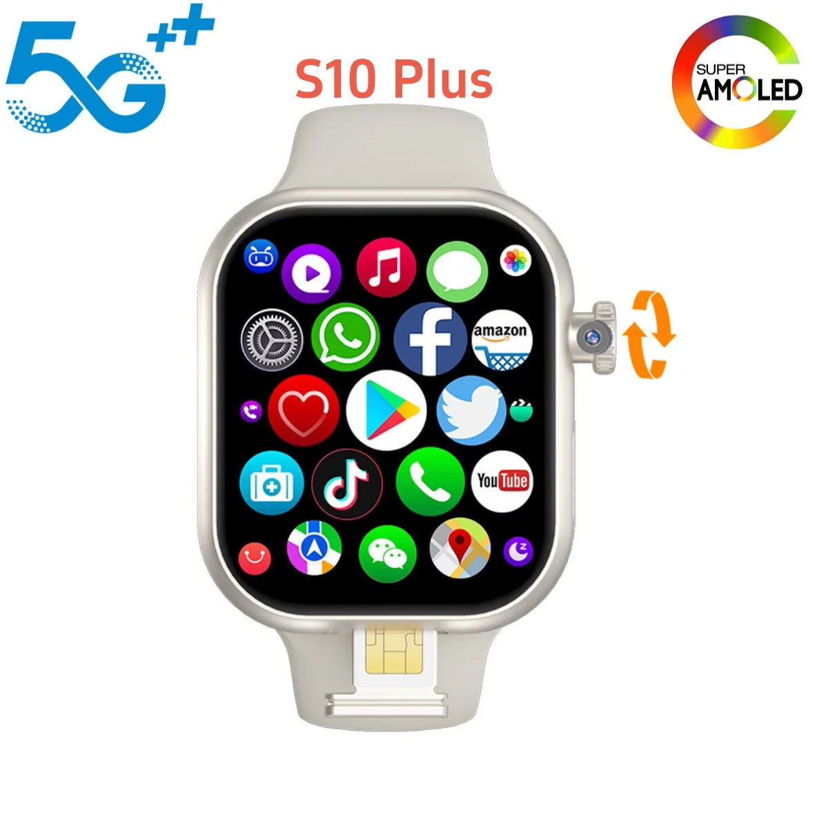 VP29 Smartwatch 5G Android 256GB Storage 4G/5G LTE Sim Card GPS WIFI 2.29 Inch 490*580 Amoled Smart Watch with 8MP Rotary Camera