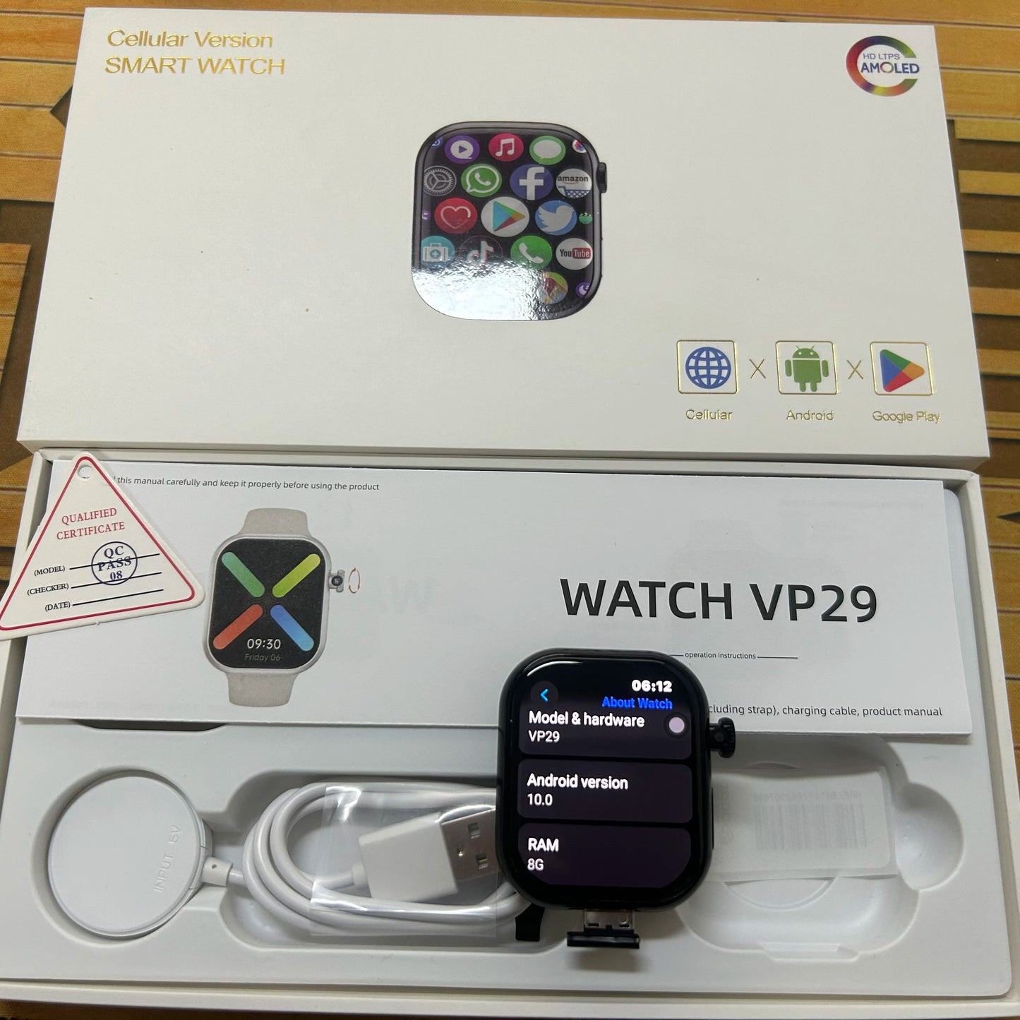 VP29 Smartwatch 5G Android 256GB Storage 4G/5G LTE Sim Card GPS WIFI 2.29 Inch 490*580 Amoled Smart Watch with 8MP Rotary Camera